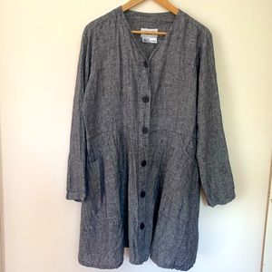 FLAX linen button down dress